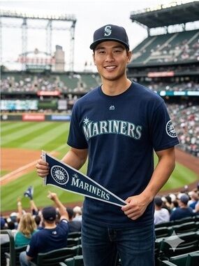 Majestic Mariners Navy and Teal Short Sleeve Tee